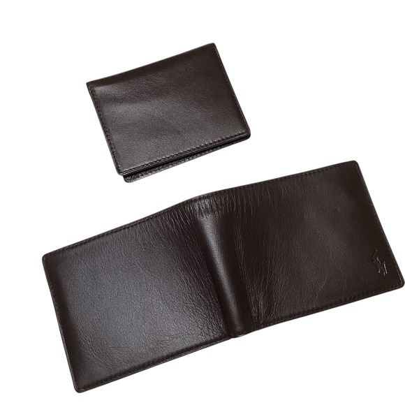 Polo Ralph Lauren Brown Leather Bi Fold Passcase Wallet Men New Open Box - Picture 11 of 16